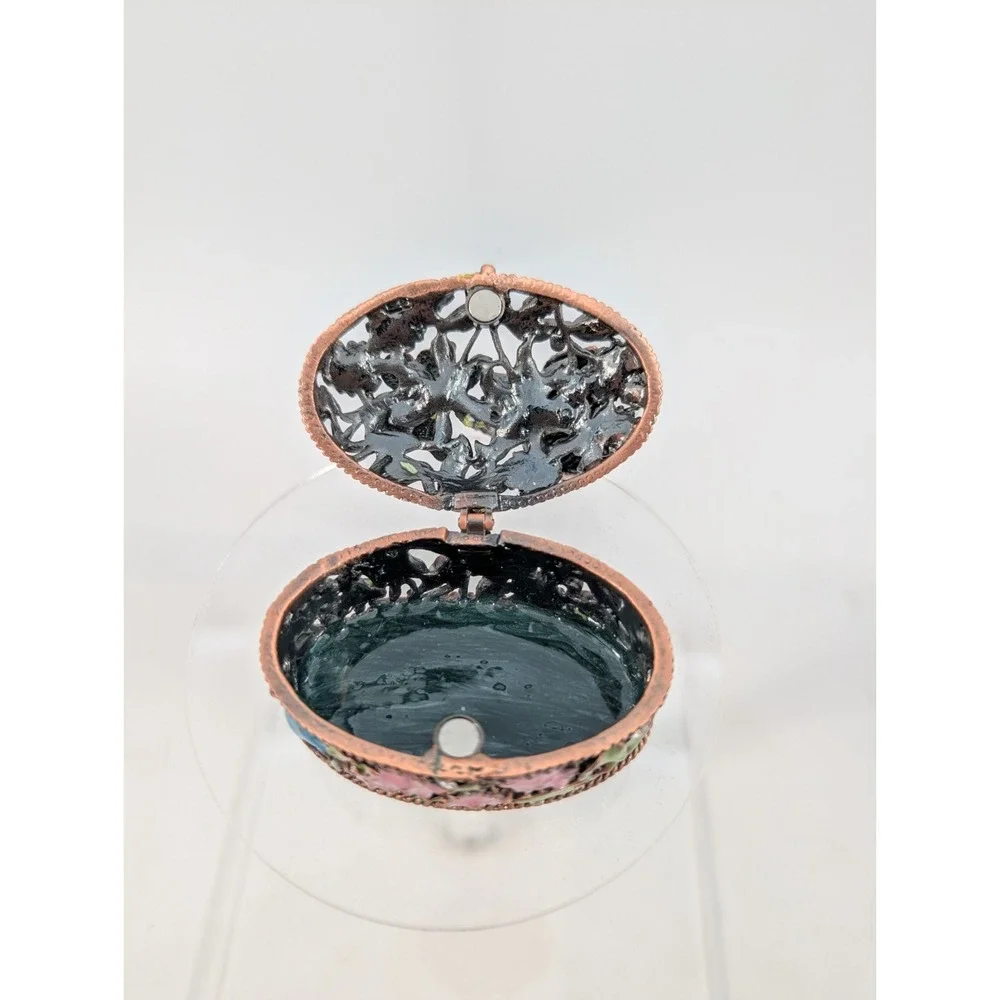 Bejeweled Cherub Angel With Butterfly Floral Trinket Box‎